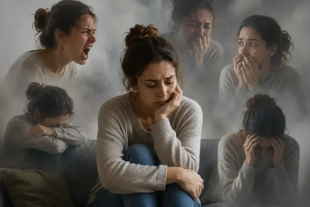Femme aux émotions débordante